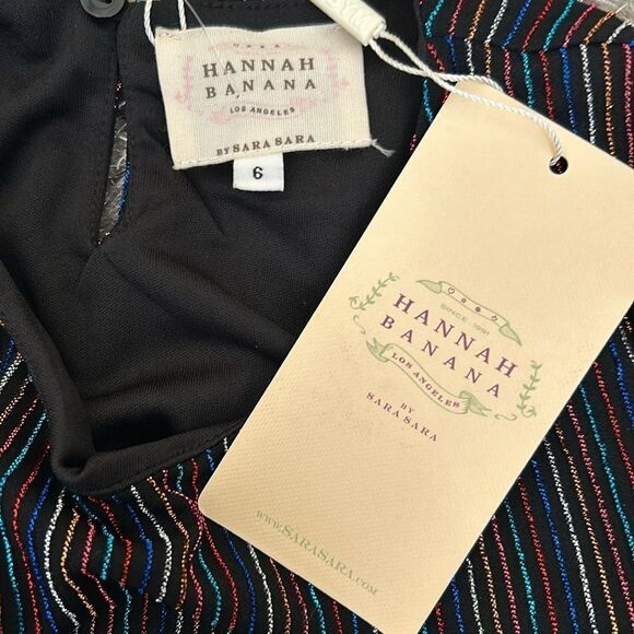 NWT Hannah Banana Girl’s Metallic Lurex Stripe Short Sleeve Ruffle  Dress size 6 - Picture 6 of 7